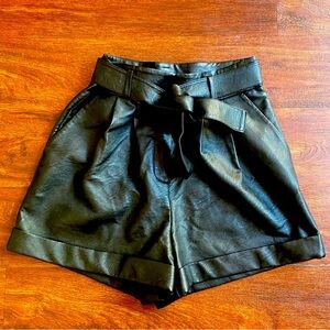 Topshop tie waist faux leather shorts size 6
